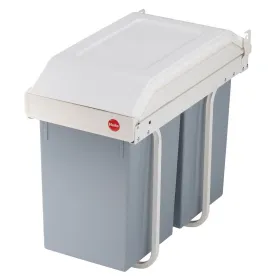 Šiukšlių dėžė Hailo Multi-Box duo L Balta Pilka Kreminė Plienas Plastmasinis 2 stalčiai 14 L Integruojamas (2 vnt.)