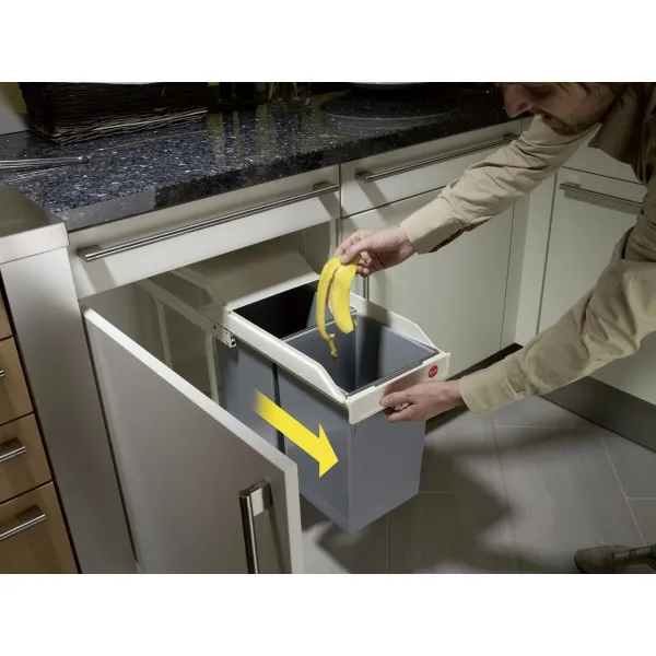 Atkritumu tvertne Hailo Multi-Box duo L Balts Pelēks Krēmkrāsa Tērauds Plastmasa 2 atvilknes 14 L Integrējams (2 gb.)