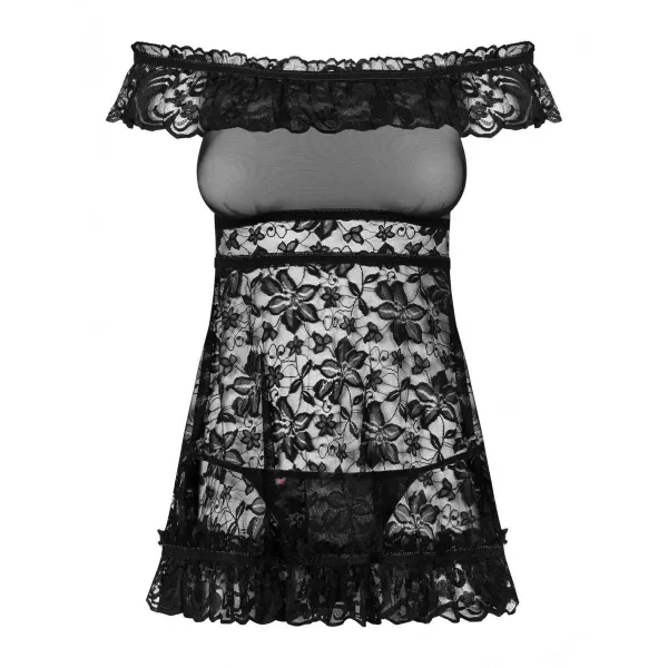 Babydoll Obsessive Black L/XL Flowers