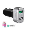 Crong Power Car Charger 30W - USB QuickCharge 3.0 Car Charger + USB 2.4A (Aluminum)