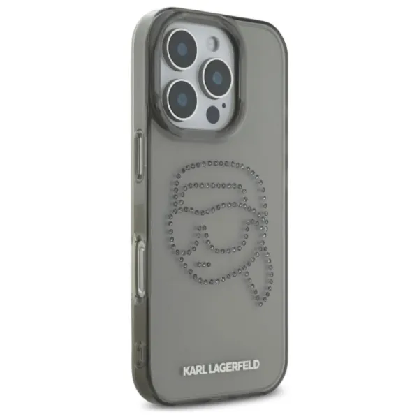 Karl Lagerfeld IML Rhinestones Karl Head - Case for iPhone 16 Pro Max (black)