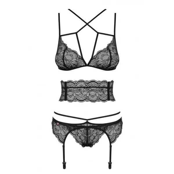 Lace Underwear Set Obsessive Frivolla Black S/M