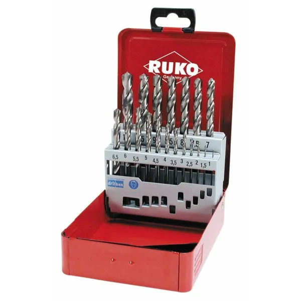 Spoles komplekts RUKO Ātrdarbīgs tērauds (HSS) Atvejis DIN 338 25 Daudzums (25 gb.)