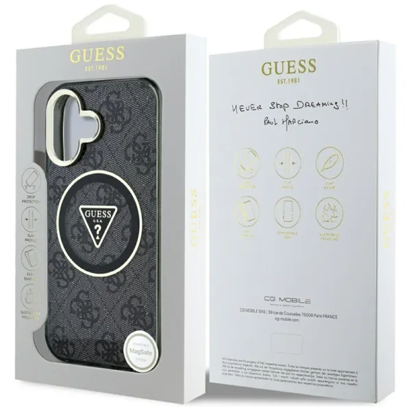 Guess IML Metal Glitter 4G Circle Triangle MagSafe - Case for iPhone 16 (black)