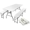 Folding garden table 180cm + 2 benches