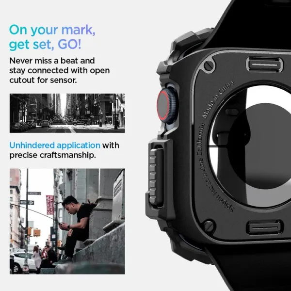 Spigen Rugged Armor - Case for Apple Watch 10 46 mm (Matte Black)
