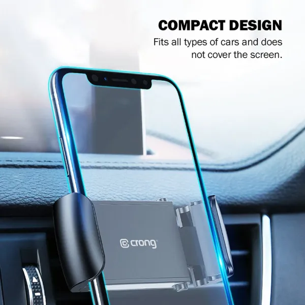 Crong Universal Smart Car Holder – Universal car phone holder for 4"-6.5" phones (black)