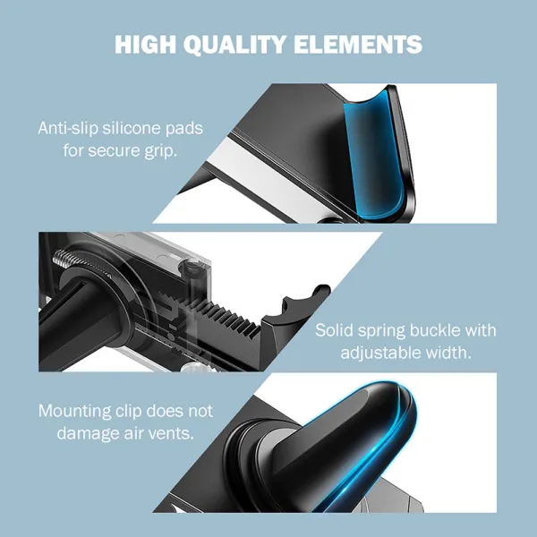Crong Universal Smart Car Holder – Universal car phone holder for 4"-6.5" phones (black)