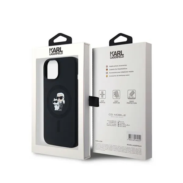 Karl Lagerfeld Silicone Karl & Choupette MagSafe - Case for iPhone 15 / 14 / 13 (Black)
