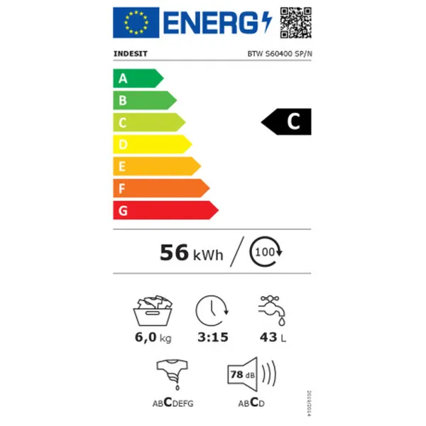 Pesukone Indesit BTWS60400SPN 6 Kg