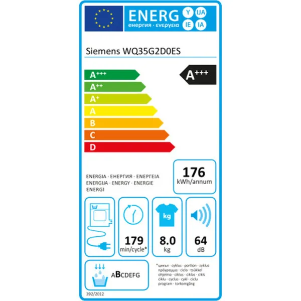 Heat pump dryer Siemens AG WQ35G2D0ES 8 kg
