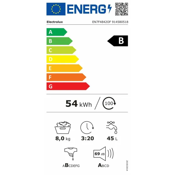 Pesukone Electrolux EN7F4842OF 59,6 cm 1400 rpm 8 kg