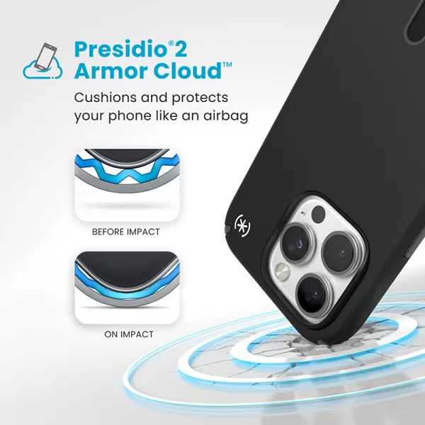 Speck Presidio2 Pro ClickLock & MagSafe - iPhone 16 Pro Case (Black / Slate Gray / White)