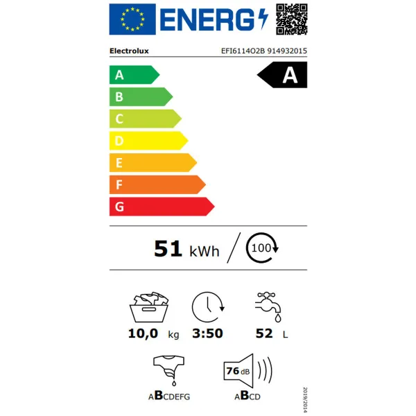 Mazgāšanas mašīna Electrolux EFI6114O2B 10 kg 1400 rpm