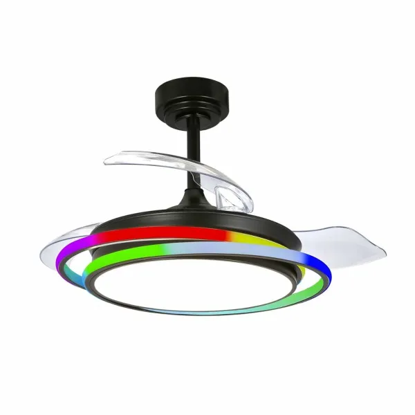 Plafondventilator CristalRecord ANTILA MINI RGB BK RETRAC Melns