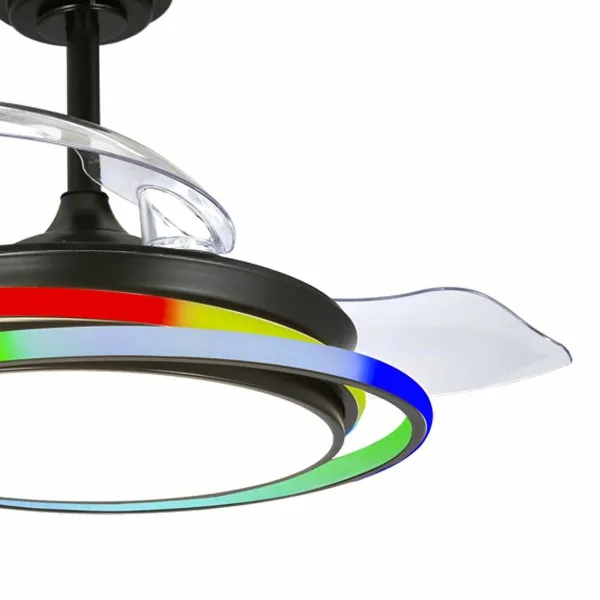 Plafondventilator CristalRecord ANTILA MINI RGB BK RETRAC Melns