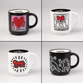 Keith Haring - Set of 4 ceramic mugs with stand 300 ml