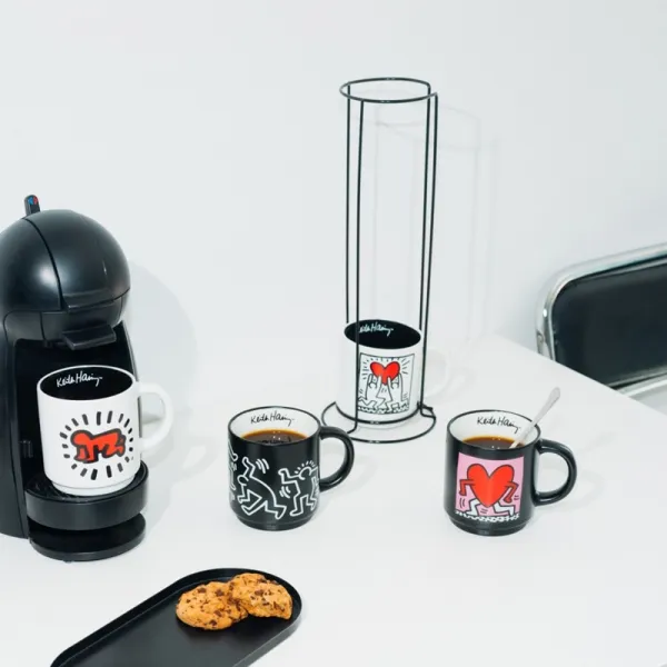 Keith Haring - Set of 4 ceramic mugs with stand 300 ml