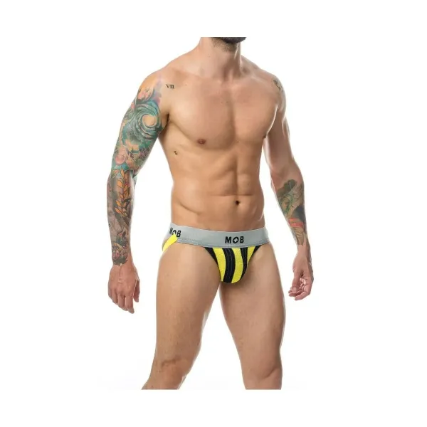 Thong Mob Eroticwear Yellow Black XL