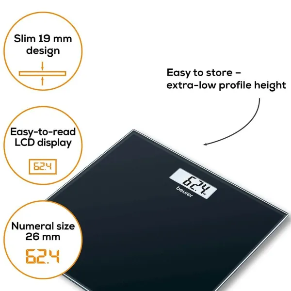 Digital Bathroom Scales Beurer GS10 Black Glass 180 kg