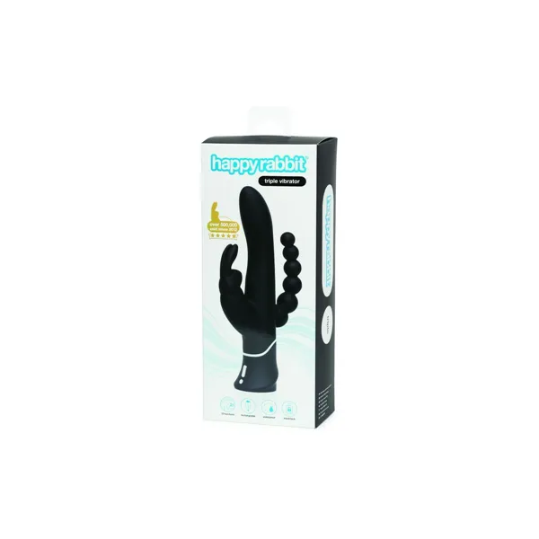 Triple Curve Rabbit Vibrator Happy Rabbit 01253 Black