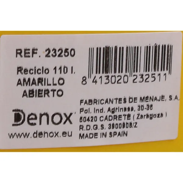 Šiukšliadėžė su ratukais Denox 110 L Geltona 58 x 41 x 89 cm