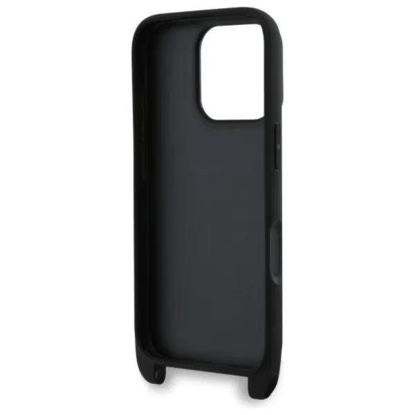 Karl Lagerfeld Saffiano Karl & Choupette Metal Pin CBDY Strap - Case for iPhone 16 Pro Max (black)