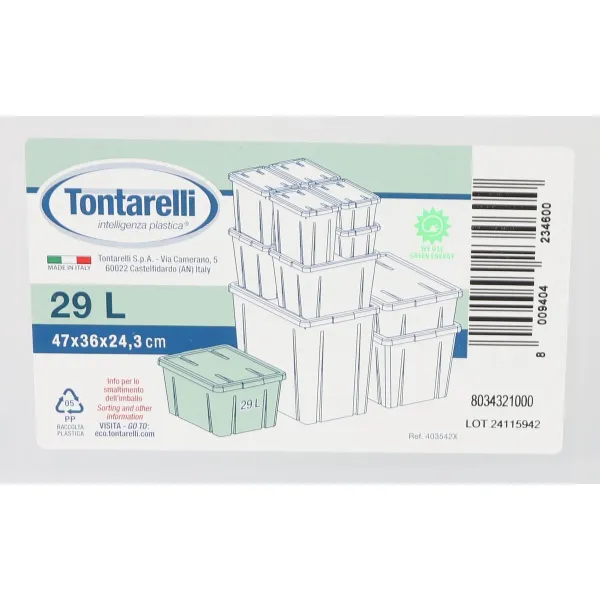 Контейнер для хранения с крышкой Tontarelli Linea box 47 x 36 x 24,5 cm (6 штук)