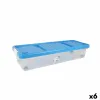 Uzglabāšanas Kaste ar Vāku Tontarelli Zils Caurspīdīgs Plastmasa 24 L 79 x 28,7 x 16,8 cm Riteņi (6 gb.)