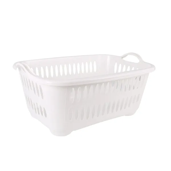 Laundry basket Tontarelli Cover line With handles Plastic White 62,5 x 44,5 x 27,5 cm (12 Units)