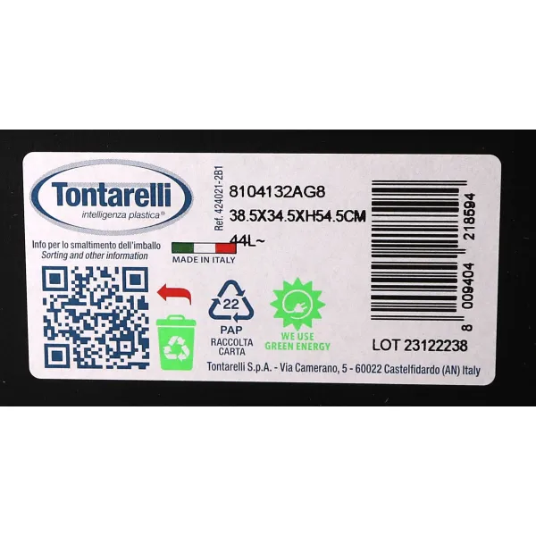 Roskakori Tontarelli Coverline Vihreä 44 L Musta 38,5 x 34,5 x 54,5 cm (6 osaa)