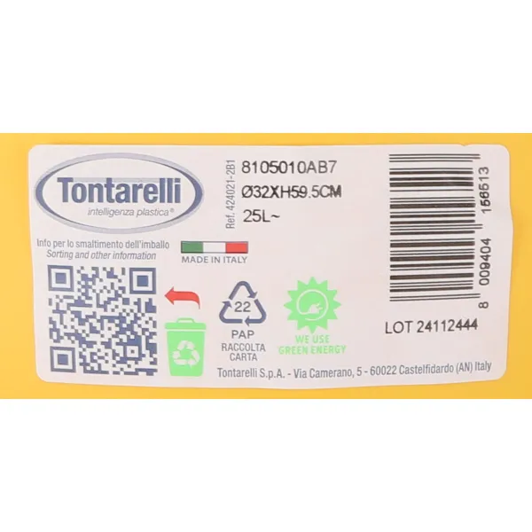 Šiukšlių dėžė Tontarelli Small hoop Geltona Juoda 25 L (10 vnt.)