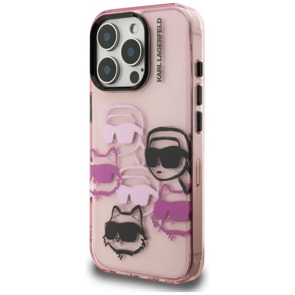 Karl Lagerfeld IML Multi K&C Head Pattern - Case for iPhone 16 Pro (pink)