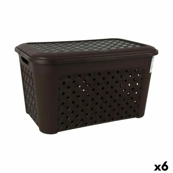 Корзина для белья Tontarelli Arianna С крышкой Чёрный 48,3 L (6 штук)