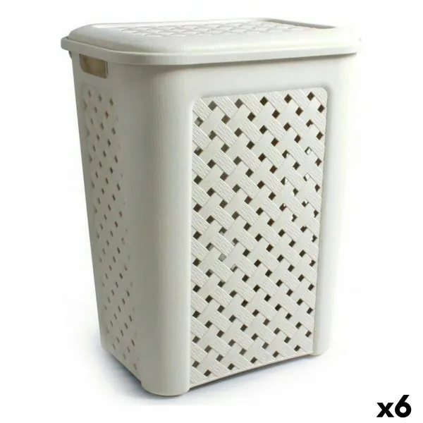 Pyykkikori Tontarelli Arianna Kannellinen Beige 43,5 x 33,5 x 55 cm (6 osaa)