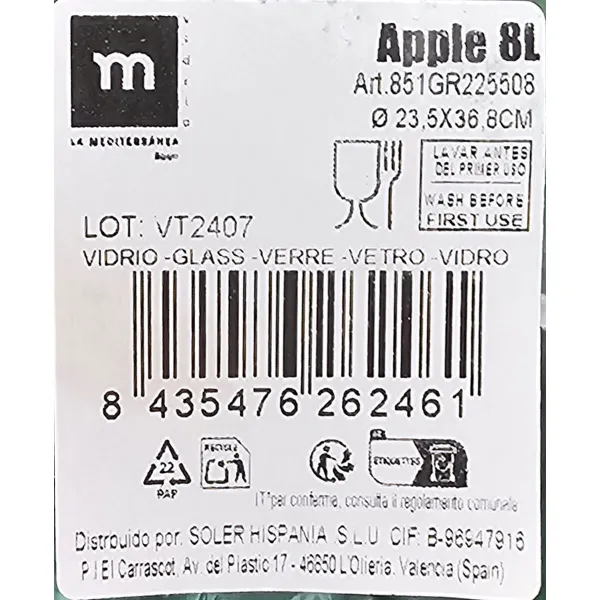 Decorative container La Mediterránea Apple Glass (2 Units)