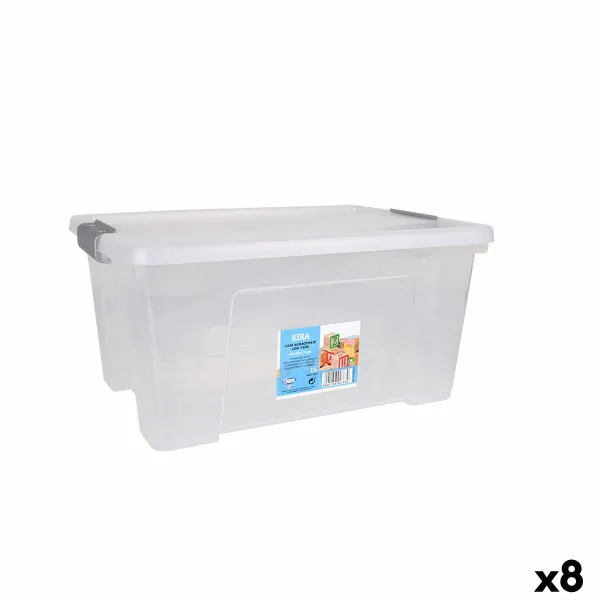Säilytyslaatikko kannella Dem Kira Muovinen Läpinäkyvä 15 L 40 x 28 x 19 cm (8 osaa)