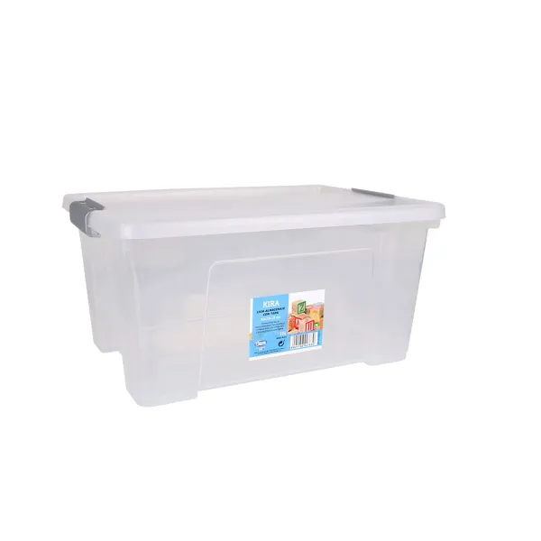 Storage Box with Lid Dem Kira Plastic Transparent 15 L 40 x 28 x 19 cm (8 Units)