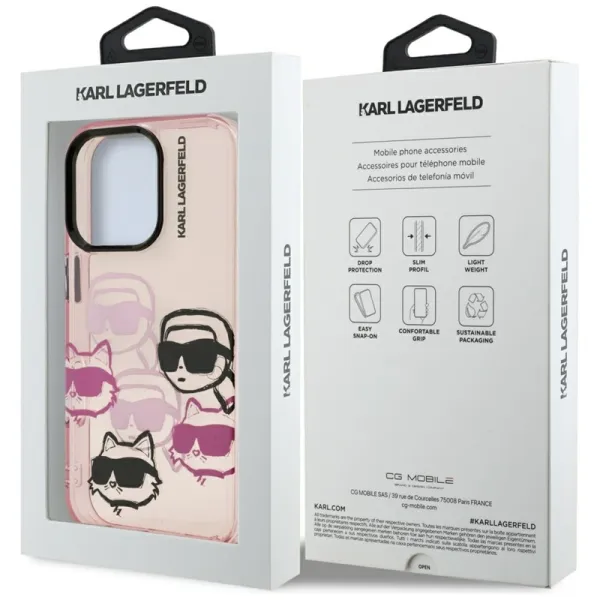 Karl Lagerfeld IML Multi K&C Head Pattern - Case for iPhone 16 Pro (pink)