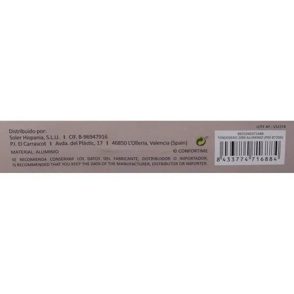 Taitettava kuivausteline Confortime Alumiini 132 X 55 X 4 CM (6 osaa)