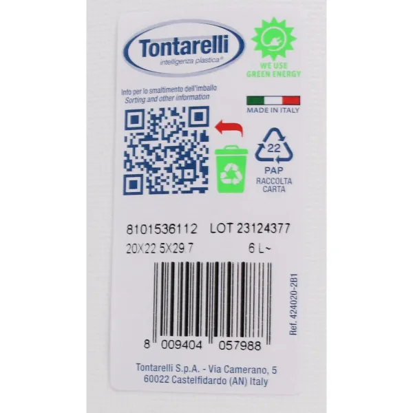 Waste bin with pedal Tontarelli Carolina 6 L White 20 x 22,5 x 29,7 cm (4 Units)