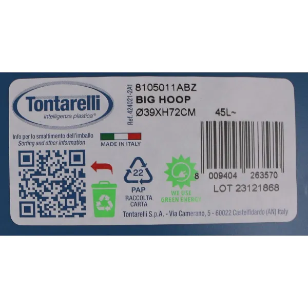 Roskakori Tontarelli Big hoop Sininen Valkoinen 50 L (10 osaa)