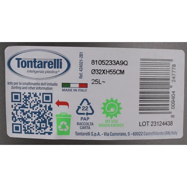 Мусорное ведро Tontarelli Push Серый Белый 25 L (10 штук)