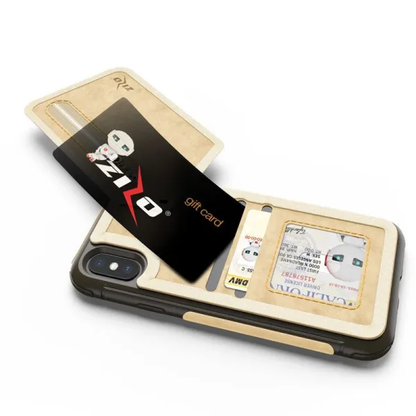 Zizo Nebula Wallet Case - Wallet Back and Zipper Pouch with Tempered Glass Screen Protector for iPhone X (Tan/Brown)
