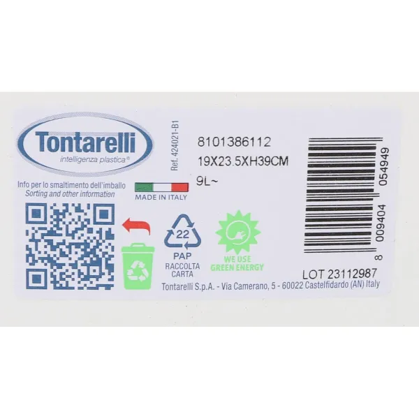Мусорное ведро Tontarelli Aurora Белый 9L С крышкой (12 штук)