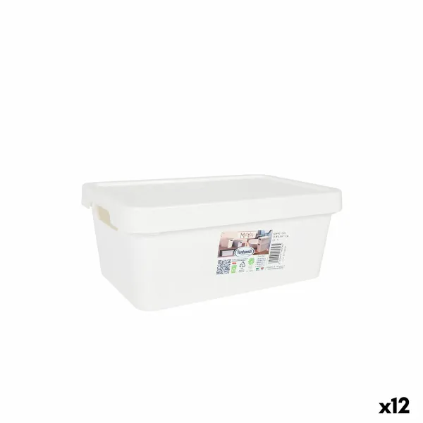 Uzglabāšanas Kaste ar Vāku Tontarelli Maya Balts 4,2 L 28 x 18 x 11,2 cm (12 gb.)