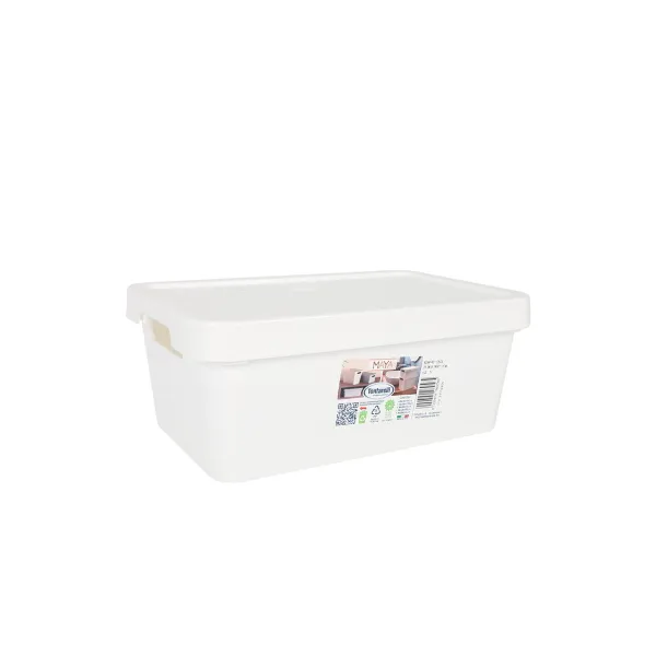 Sandėliavimo dėžutė su dangteliu Tontarelli Maya Balta 4,2 L 28 x 18 x 11,2 cm (12 vnt.)