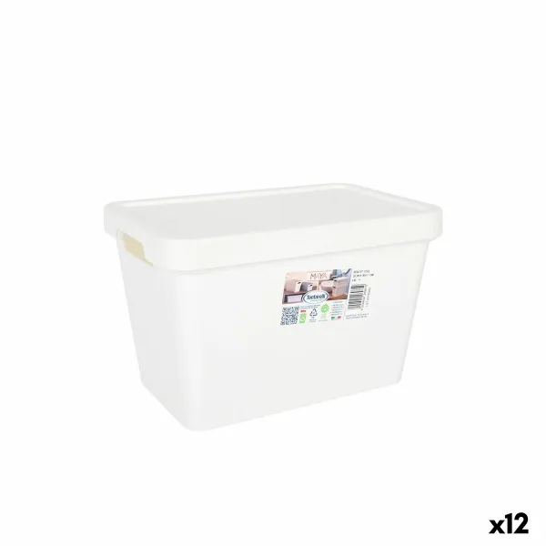 Säilytyslaatikko kannella Tontarelli Maya Valkoinen 6,4 L 28 x 18 x 17,7 cm (12 osaa)