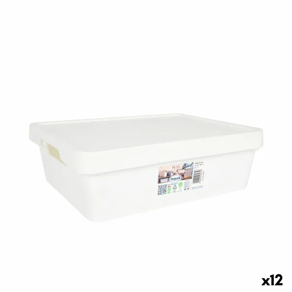 Säilytyslaatikko kannella Tontarelli Maya Valkoinen 9,2 l 36 x 28 x 11 cm (12 osaa)