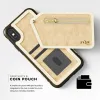 Zizo Nebula Wallet Case - Wallet Back and Zipper Pouch with Tempered Glass Screen Protector for iPhone X (Tan/Brown)